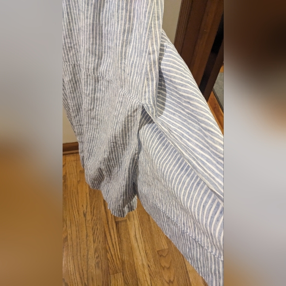 Poetry 100% Linen Blue and White Striped Preppy Modern Beachy Maxi Dress sz 14 - Picture 4 of 10